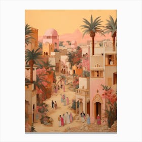 Hurghada Egypt 2 Vintage Pink Travel Illustration Canvas Print