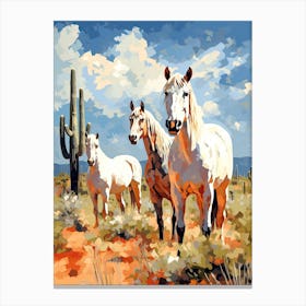 Horses Painting In Arizona Desert, Usa 1 Canvas Print