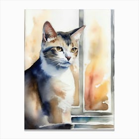 Watercolor Cat Painting Canvas Print