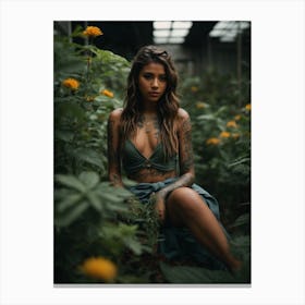 Photoshoot Of A Girl With Nature Canvas Print