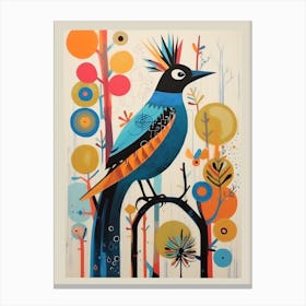Colourful Scandi Bird Roadrunner 2 Canvas Print