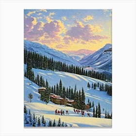 Soldeu, Andorra Ski Resort Vintage Landscape 1 Skiing Poster Canvas Print