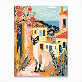 Tonkinese Cat Storybook Illustration 1 Canvas Print