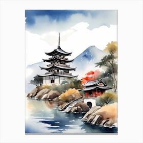 Japanese Landscape Watercolor Painting (85) Canvas Print