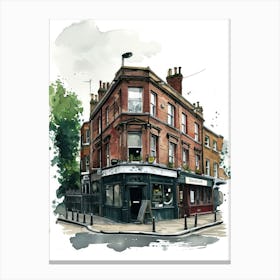 Sutton London Borough   Street Watercolour 4 Canvas Print
