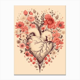Blush Pink Floral Tree Heart Vintage  8 Canvas Print