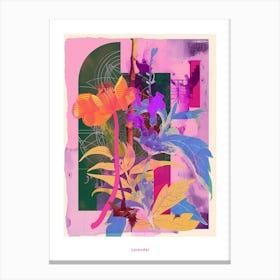Lavender Neon Flower Collage Poster Canvas Print