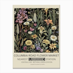 Columbia Road Flower Market 3 Vintage Underground Travel Poster Canvas Print