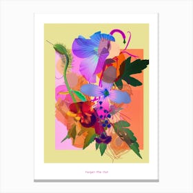 Forget Me Not 4 Neon Flower Collage Poster Canvas Print