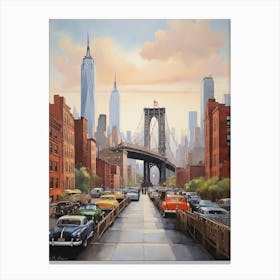 Manhanttan Bridge New York Brooklyn Travel Art Print 1 Canvas Print