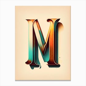 M, Letter, Alphabet Retro Drawing 2 Canvas Print