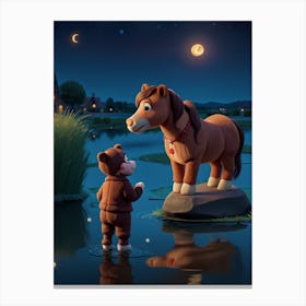 3d Animation Style Tommy Is A Teddy Bear Minnie Is A Horse Tom 1 Canvas Print