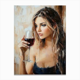 Girl With A Glass Of Wine Canvas Print