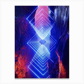 Neon landscape: Squares #1 blue [synthwave/vaporwave/cyberpunk] — aesthetic retrowave neon poster Canvas Print