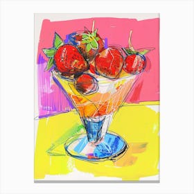 Strawberry Triffle Illustration Yellow Pink Canvas Print
