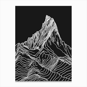 Tryfan Mountain Line Drawing 2 Canvas Print