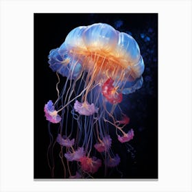 Portuguese Man Of War Jellyfish Neon Illustration 8 Canvas Print