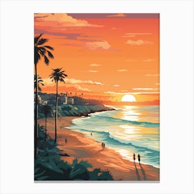 Manly Beach Australia At Sunset Vibrant Painting 1 Canvas Print