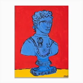 Greek Bust Painting In Primary Colors Red Blue Yellow Canvas Print
