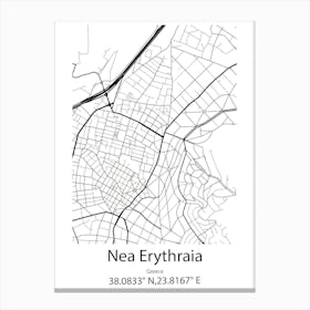 Nea Erythraia,Greece Minimalist Map Canvas Print