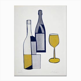 Blanc De Blancs 2 Picasso Line Drawing Cocktail Poster Canvas Print