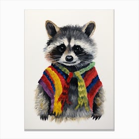 Baby Animal Wearing Sweater Raccoon 1 Canvas Print