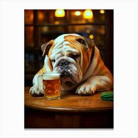 Bulldog With A Beer Canvas Print