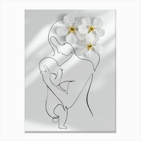 Mother And Baby With Flowers Canvas Print