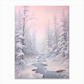 Dreamy Winter Painting Jasper National Park Canada 3 Canvas Print