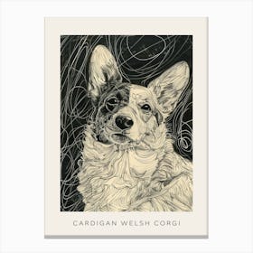 Cardigan Welsh Corgi Line Sketch 2 Poster Canvas Print