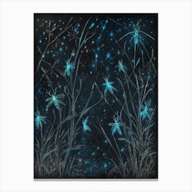 Night Sky With Dragonflies Canvas Print