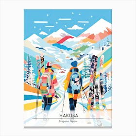 Hakuba   Nagano Japan, Ski Resort Poster Illustration 1 Canvas Print