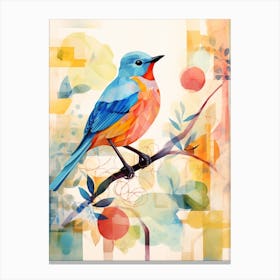 Bird Painting Collage Bluebird 5 Canvas Print