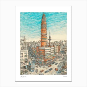 Karachi Pakistan Drawing Pencil Style 2 Travel Poster Canvas Print