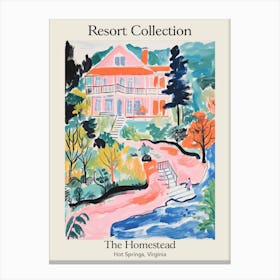 Poster Of The Homestead   Hot Springs, Virginia   Resort Collection Storybook Illustration 1 Canvas Print