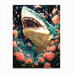 Sharks And Flowers Canvas Print
