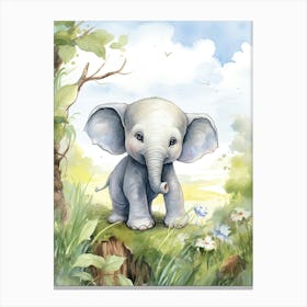 Elephant Painting Drawing Watercolour 4 Canvas Print