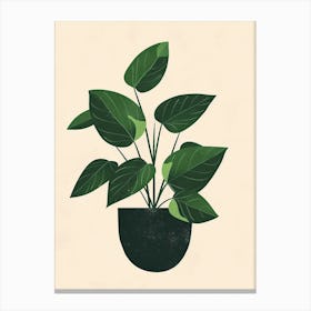 Pothos Plant Minimalist Illustration 4 Canvas Print