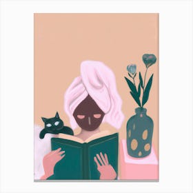 Spa Day With A Face Mask And Cat Canvas Print