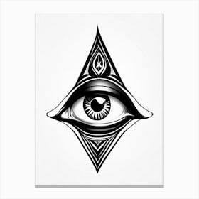 Third Eye Symbolism, Symbol, Third Eye Simple Black & White Illustration 1 Canvas Print