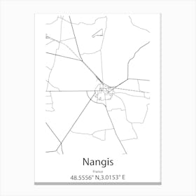 Nangis,France Minimalist Map Canvas Print