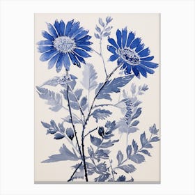 Blue Botanical Asters 6 Canvas Print