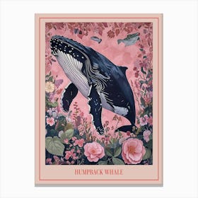 Floral Animal Painting Humpback Whale 1 Poster Canvas Print
