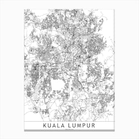 Kuala Lumpur White Map Canvas Print