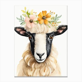 Baby Blacknose Sheep Flower Crown Bowties Animal Nursery Wall Art Print (28) Canvas Print