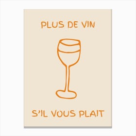 Wine Glass Kitchen Poster Orange Canvas Print