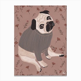 Pug With Pink Tones Canvas Print