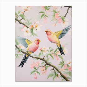 Vintage Japanese Inspired Bird Print American Goldfinch 5 Canvas Print