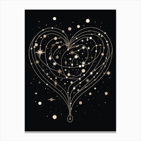 Black Background Celestial Heart  2 Canvas Print