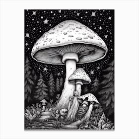 Mushroom And A Starry Night 2 Canvas Print
